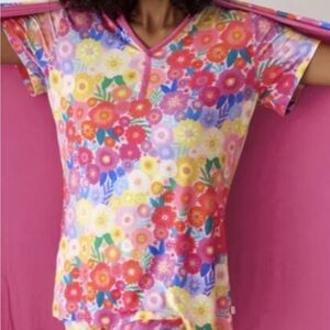 Little Sleepies Rainbow Blooms Women’s Top - Sz S
